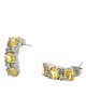 Alternating Yellow Sapphire and Diamond Curved Earrings in White Gold